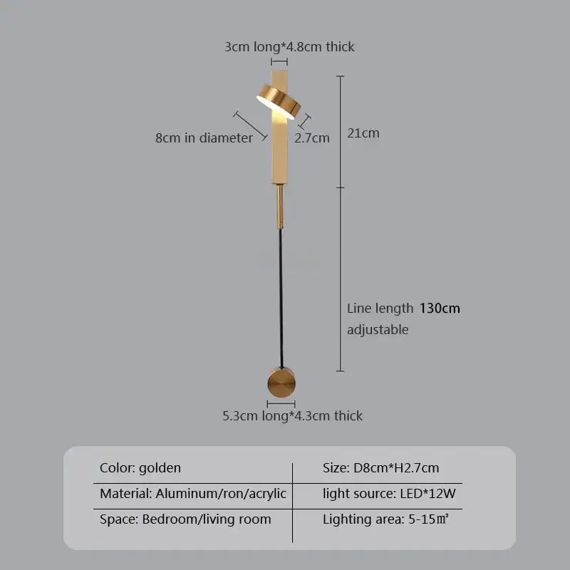 Modern black adjustable led wall lamp bedroom sconce lighting
