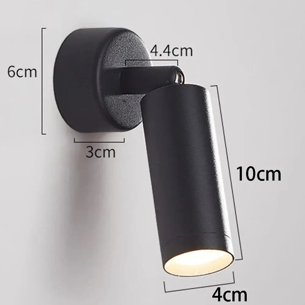 Modern black adjustable metal spotlight wall lamp bedroom fixture