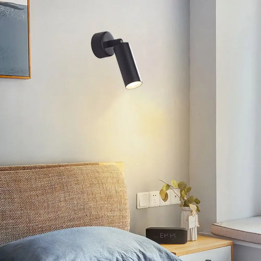 Modern black adjustable metal spotlight wall lamp bedroom fixture