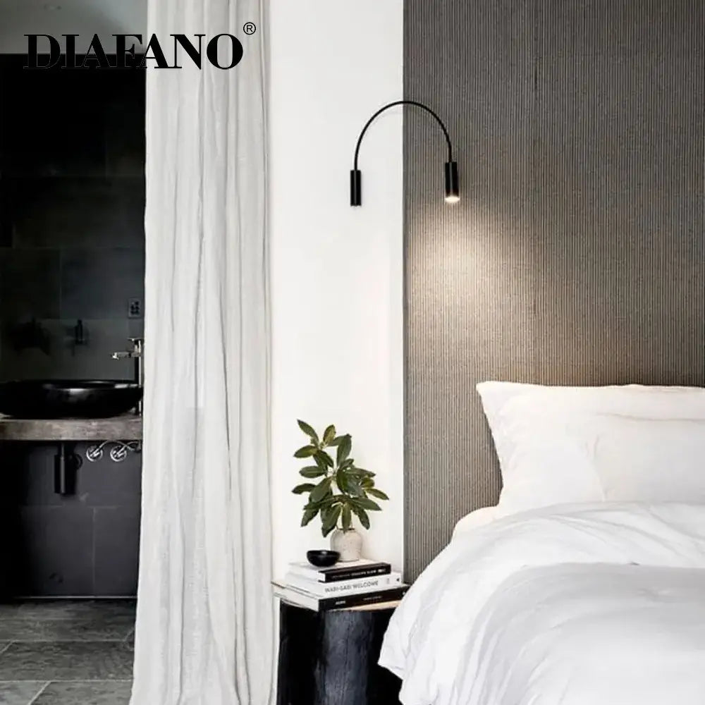 Modern black adjustable rocker wall lamp bedroom sconce