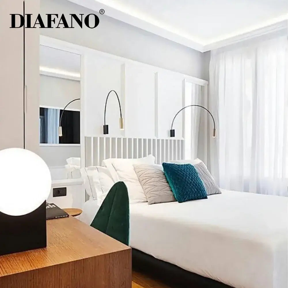 Modern black adjustable rocker wall lamp bedroom sconce