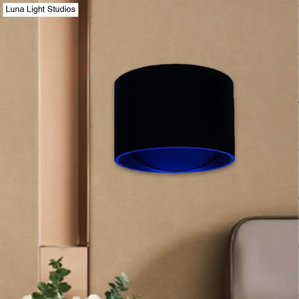 Modern black and blue velvet circle wall light bedroom kit