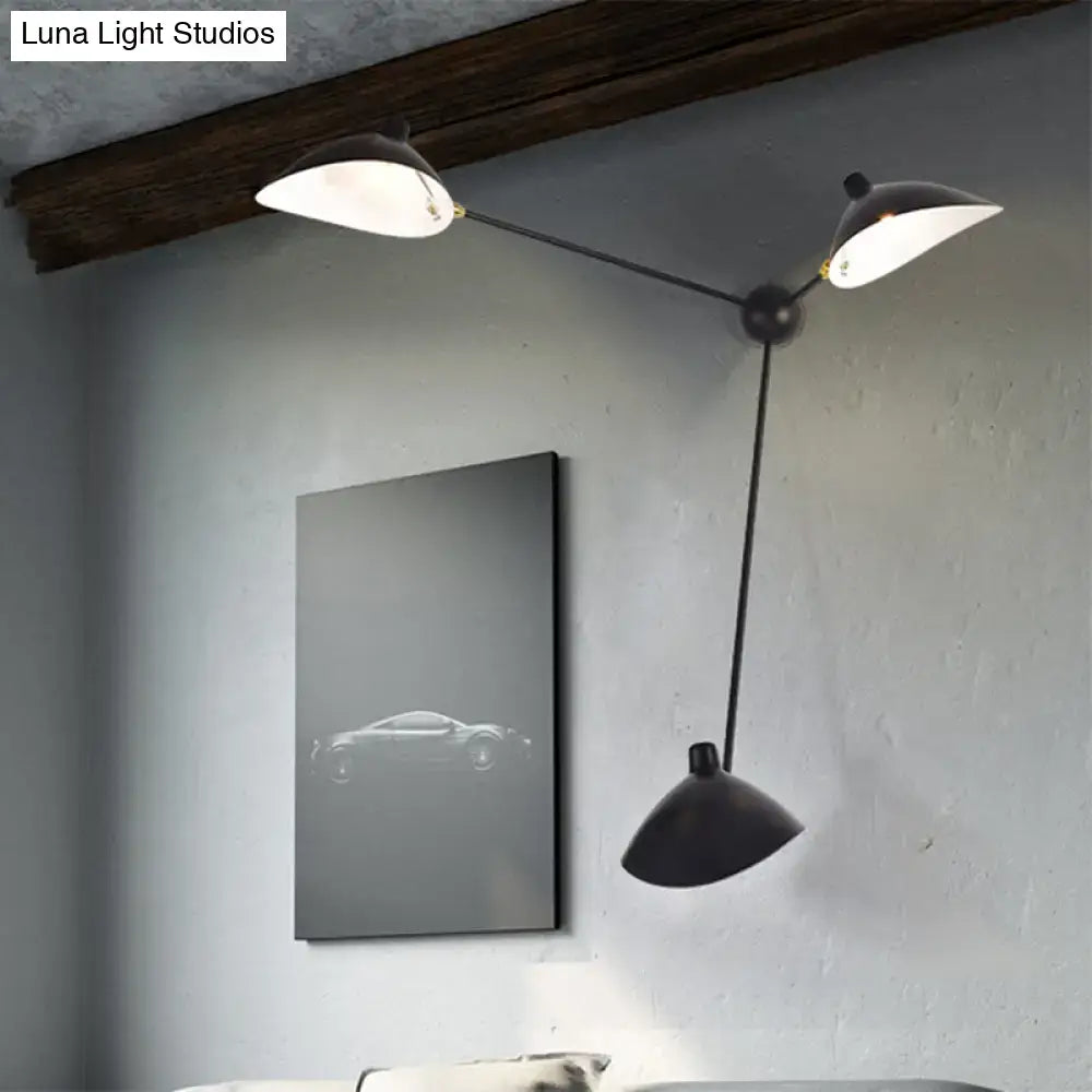 Modern black and brass duckbill wall lamp – living room metallic shade