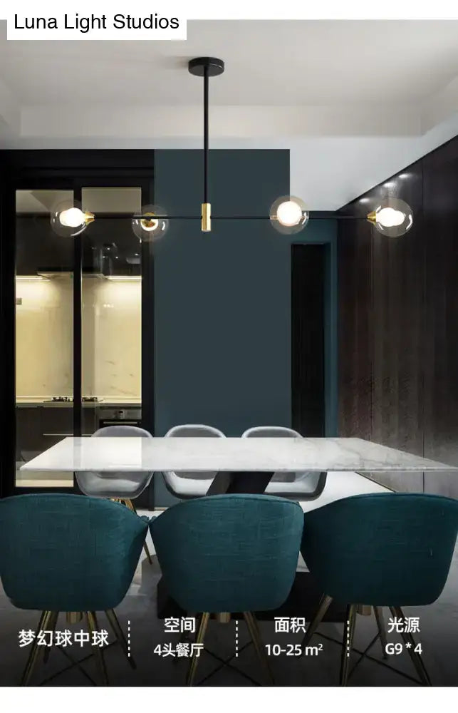 Modern black and brass metal island pendant – dining room chandelier