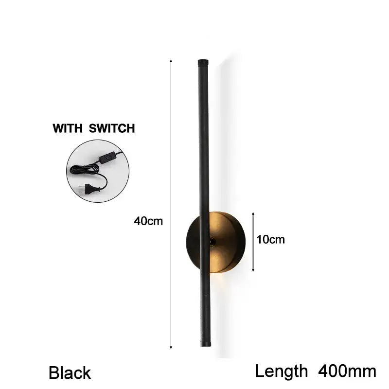 Modern black and brass rotation led wall light living room sconce