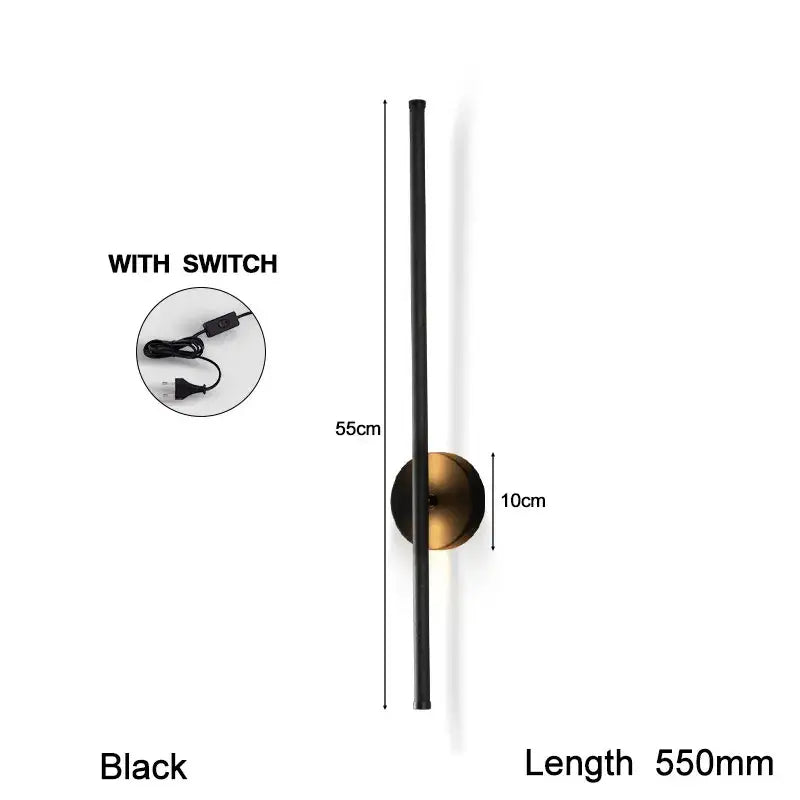 Modern black and brass rotation led wall light living room sconce