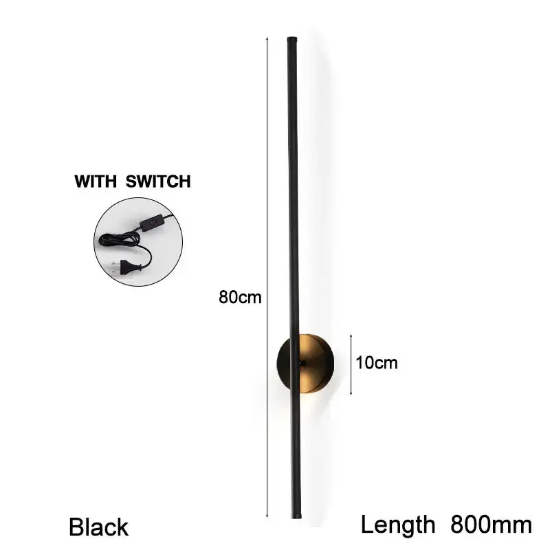 Modern black and brass rotation led wall light living room sconce