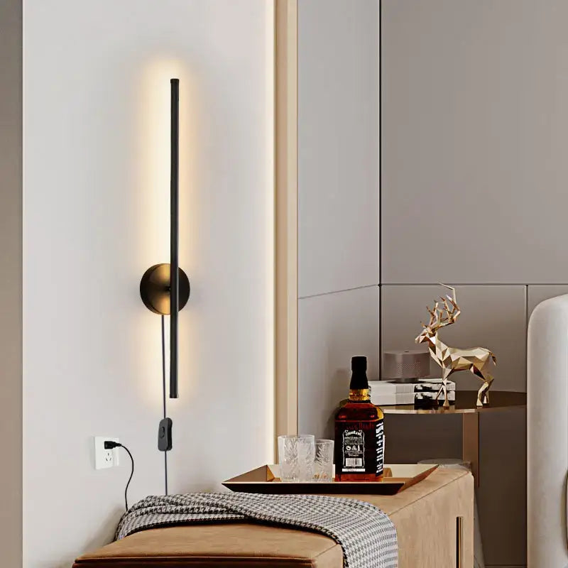Modern black and brass rotation led wall light living room sconce