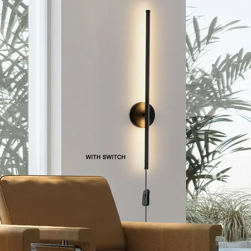 Modern black and brass rotation led wall light living room sconce