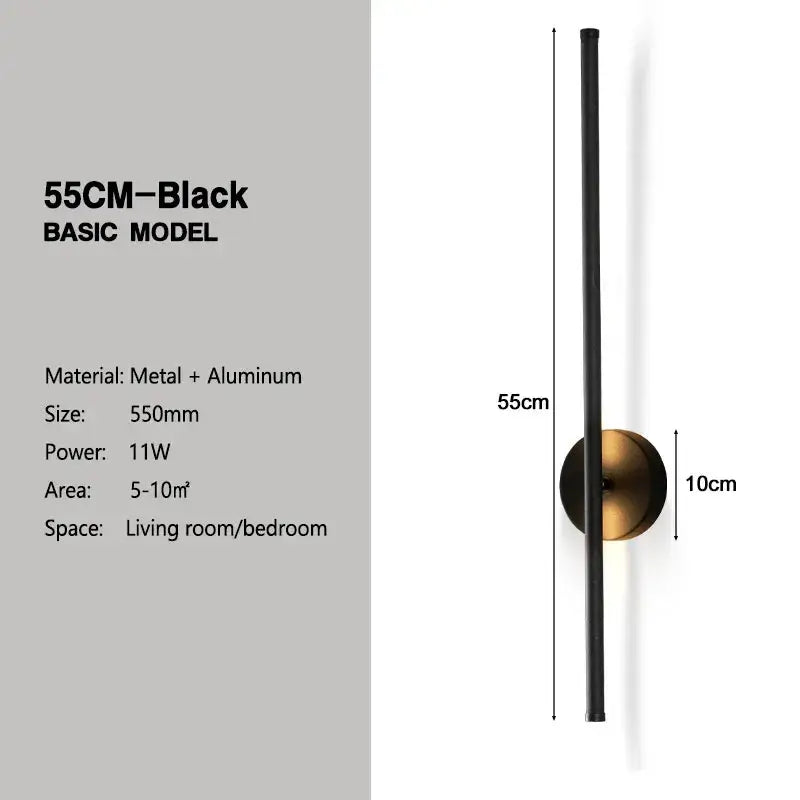 Modern black and brass rotation led wall light living room sconce