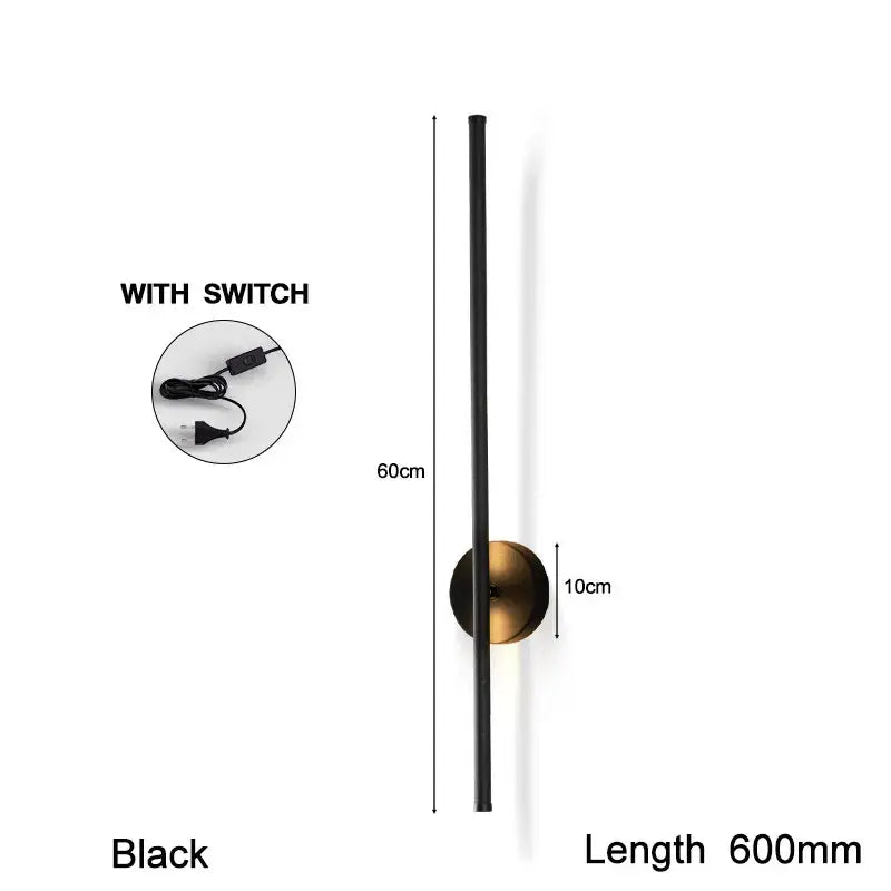 Modern black and brass rotation led wall light living room sconce