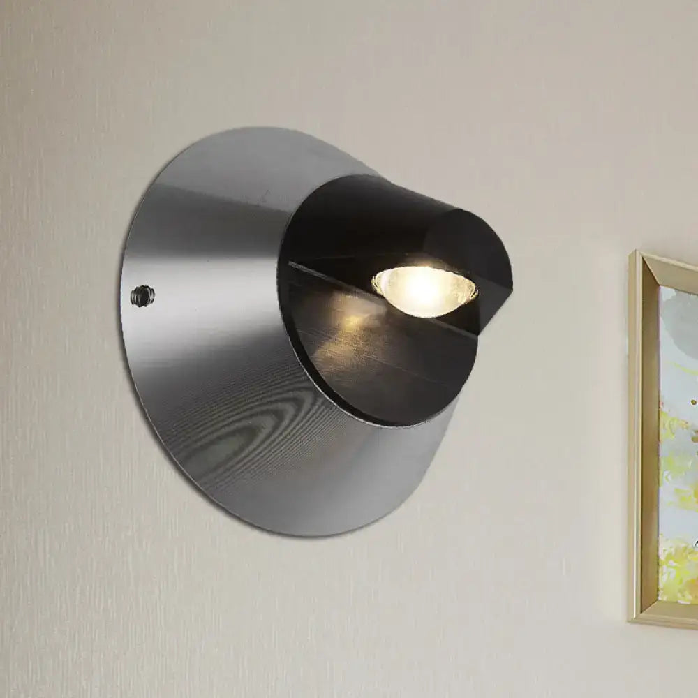 Modern black and brushed steel conical wall light – corridor sconce