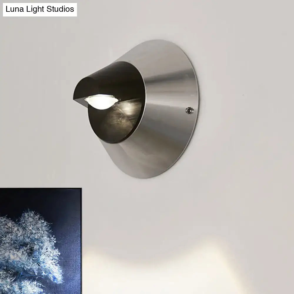 Modern black and brushed steel conical wall light – corridor sconce