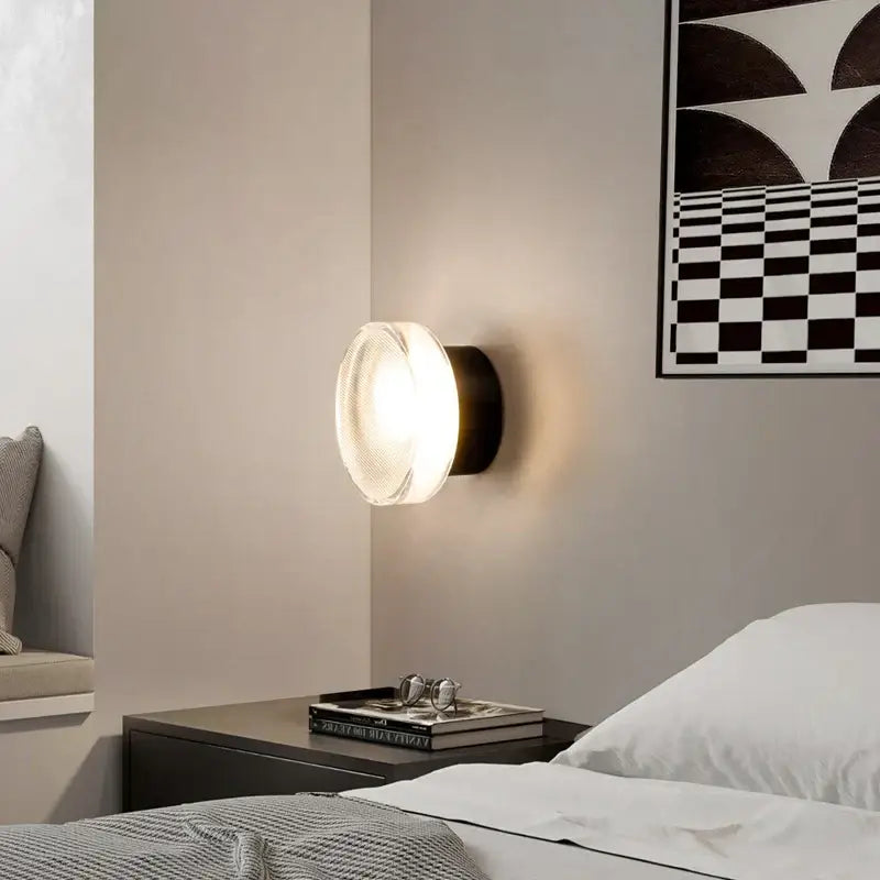 Modern black and clear acrylic wall sconce light bedroom lamp