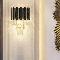 Modern black and clear crystal wall sconce bedroom tiered light