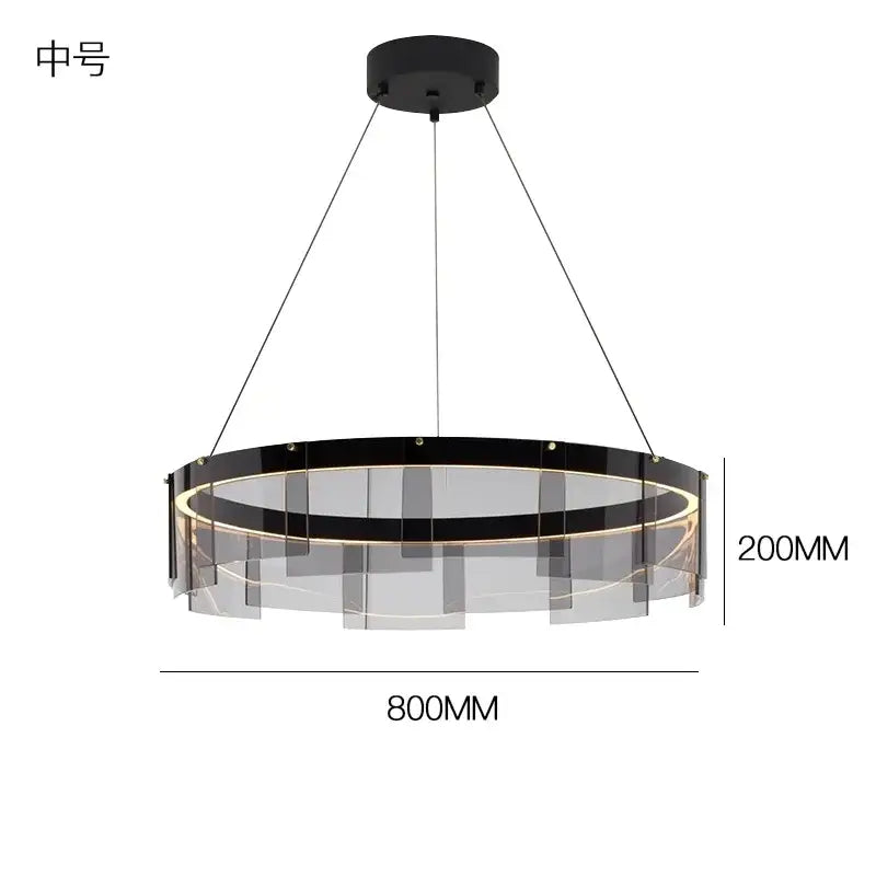 Modern black and clear glass circle led luxury chandelier kitchen island