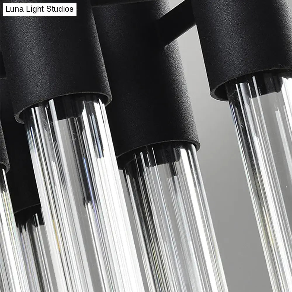 Modern black and clear glass tube wall lamp for living room