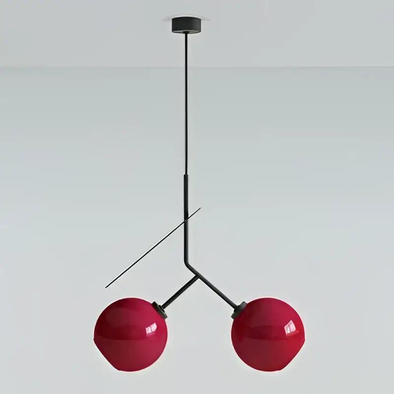 Modern black and crimson glass cherry pendant light dining room