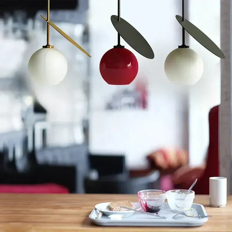 Modern black and crimson glass cherry pendant light dining room