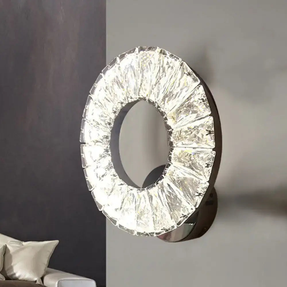 Modern black and crystal chrome wall sconce bedroom light