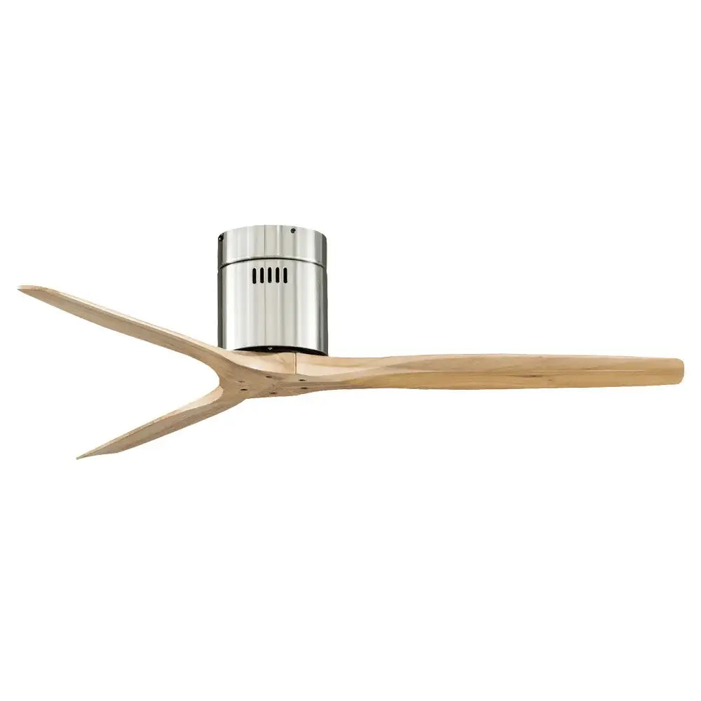 Modern black and dark brown ceiling fan with wood blades living room