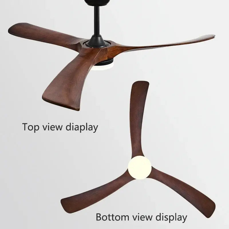 Modern black and dark brown wooden ceiling fan living room light