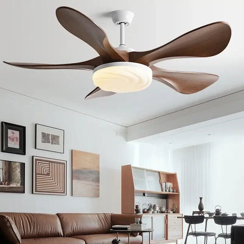Modern black and dark wood ceiling fan light living room