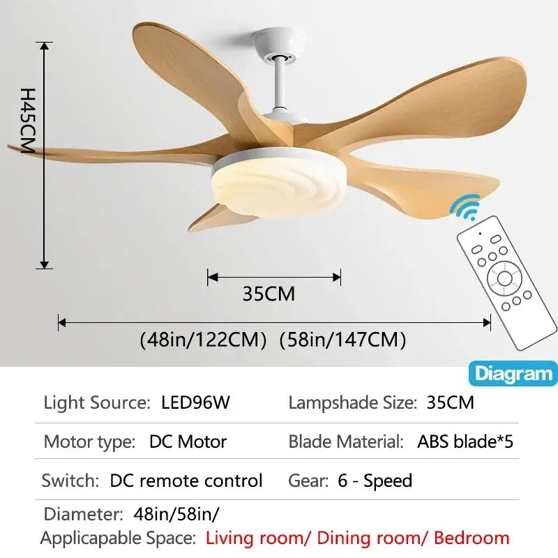 Modern black and dark wood ceiling fan light living room