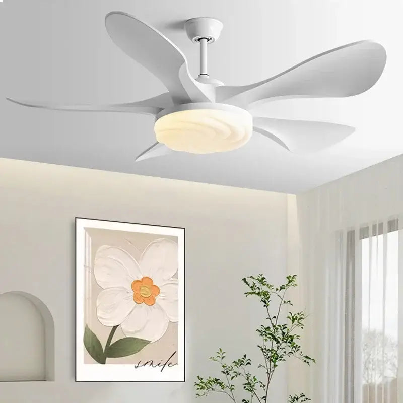 Modern black and dark wood ceiling fan light living room