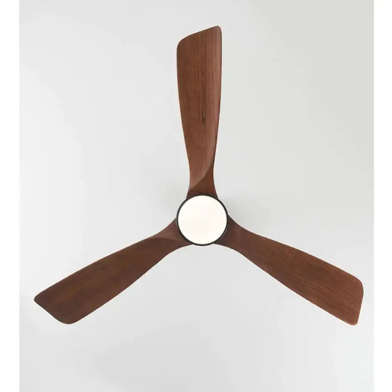 Modern black and dark wood ceiling fan with 18w led light bedroom