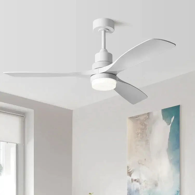 Modern black and dark wood ceiling fan with 18w led light bedroom