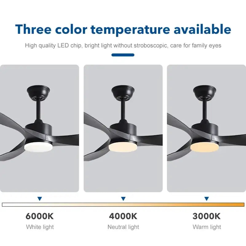 Modern black and dark wood copper dc ceiling fan living room remote