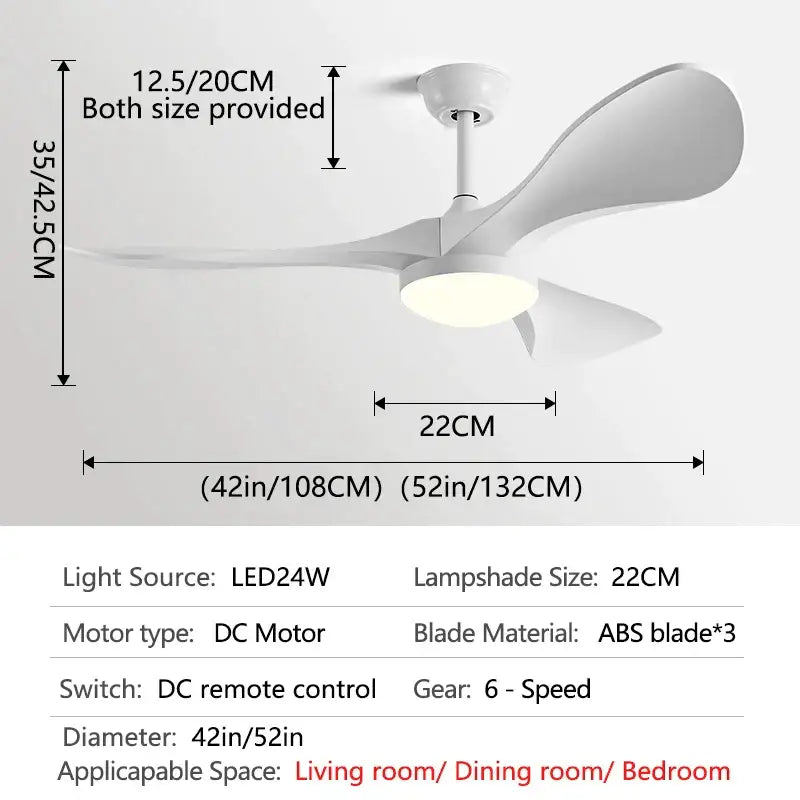 Modern black and dark wood led ceiling fan living room light