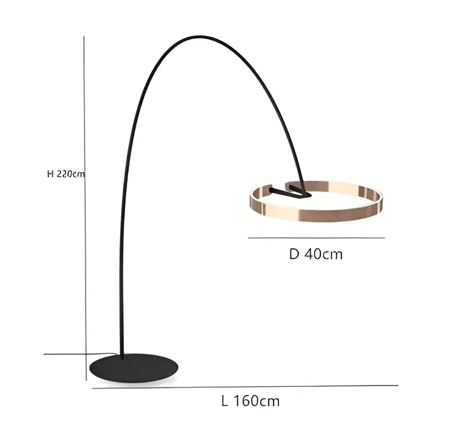 Modern black and gold circular luminescence led floor lamp living room