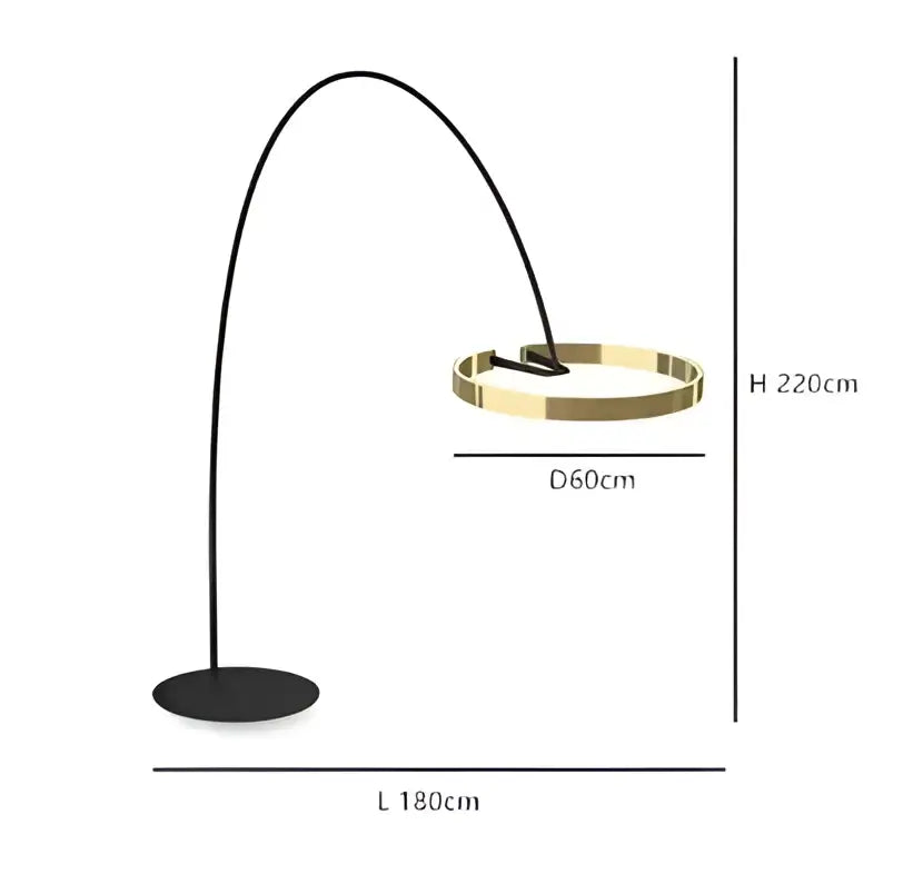 Modern black and gold circular luminescence led floor lamp living room