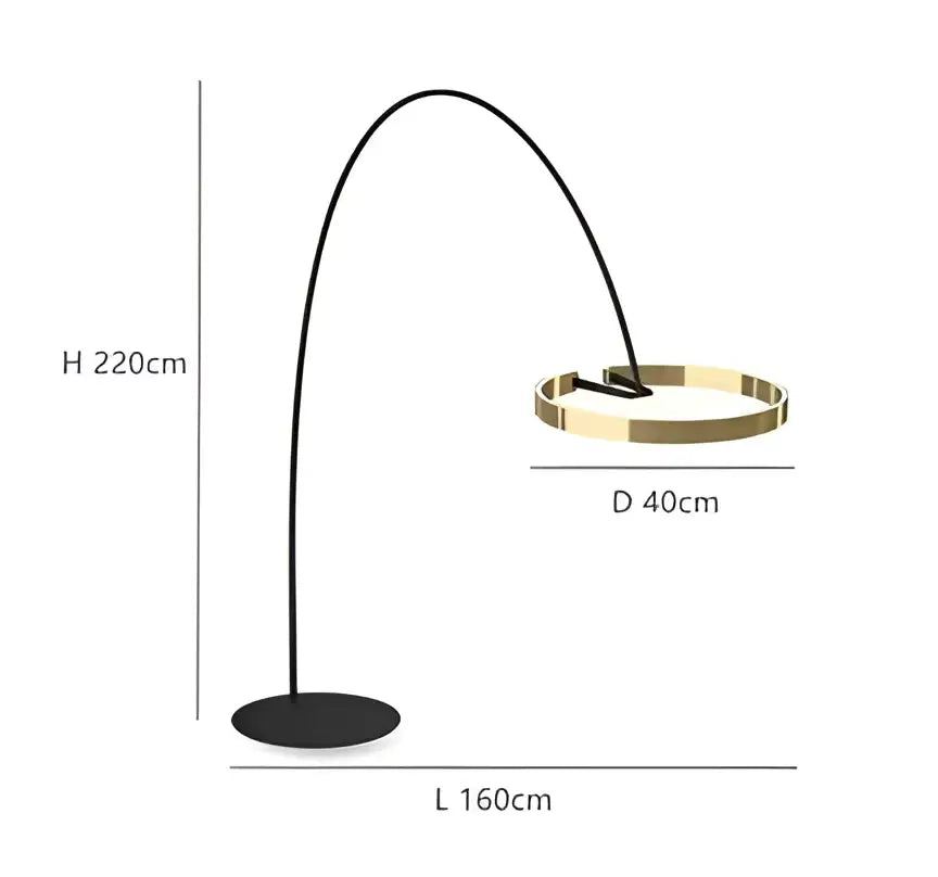 Modern black and gold circular luminescence led floor lamp living room