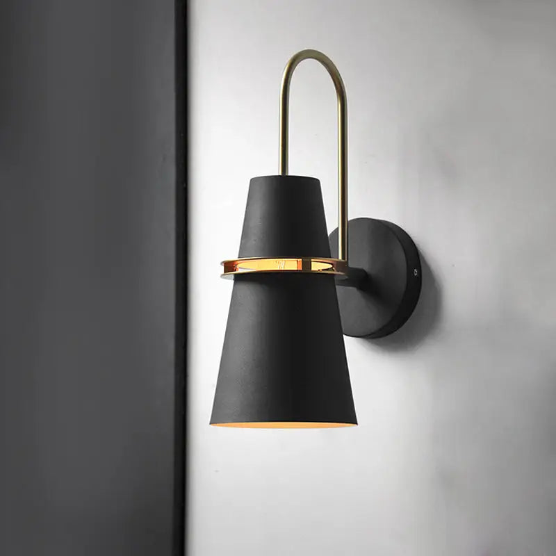 Modern black and gold conical sconce – dining room wall lamp