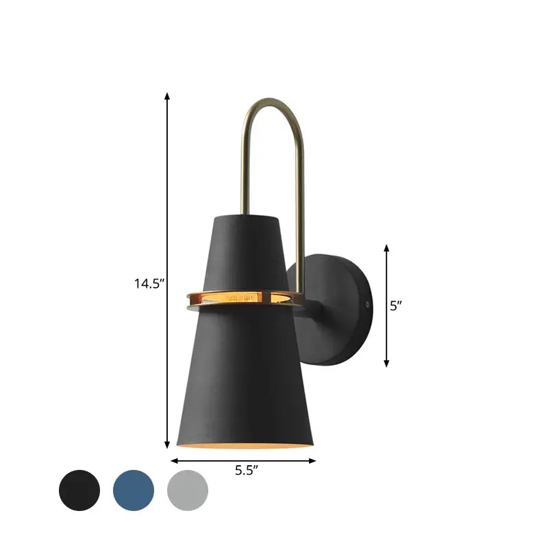 Modern black and gold conical sconce – dining room wall lamp