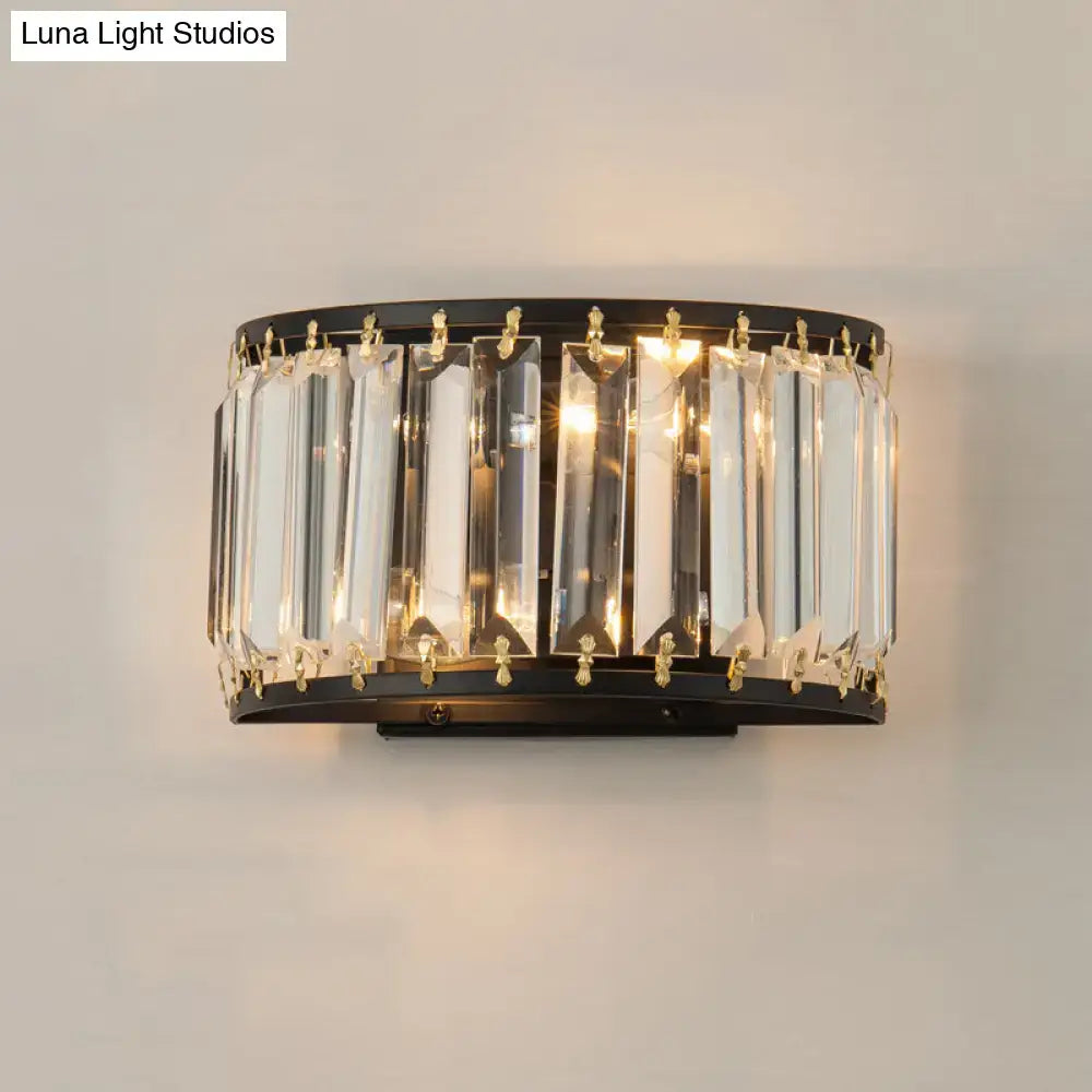 Modern black and gold crystal wall lamp – bedroom light fixture