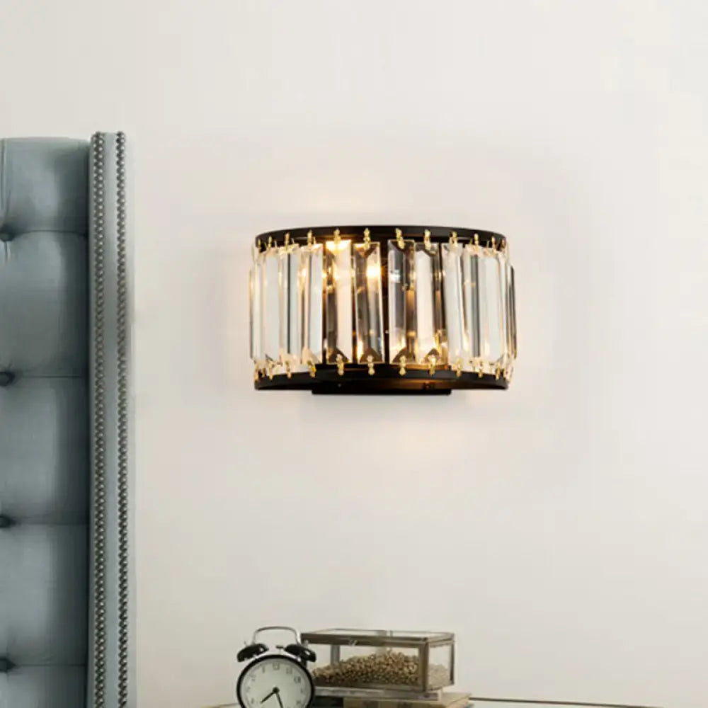 Modern black and gold crystal wall lamp – bedroom light fixture