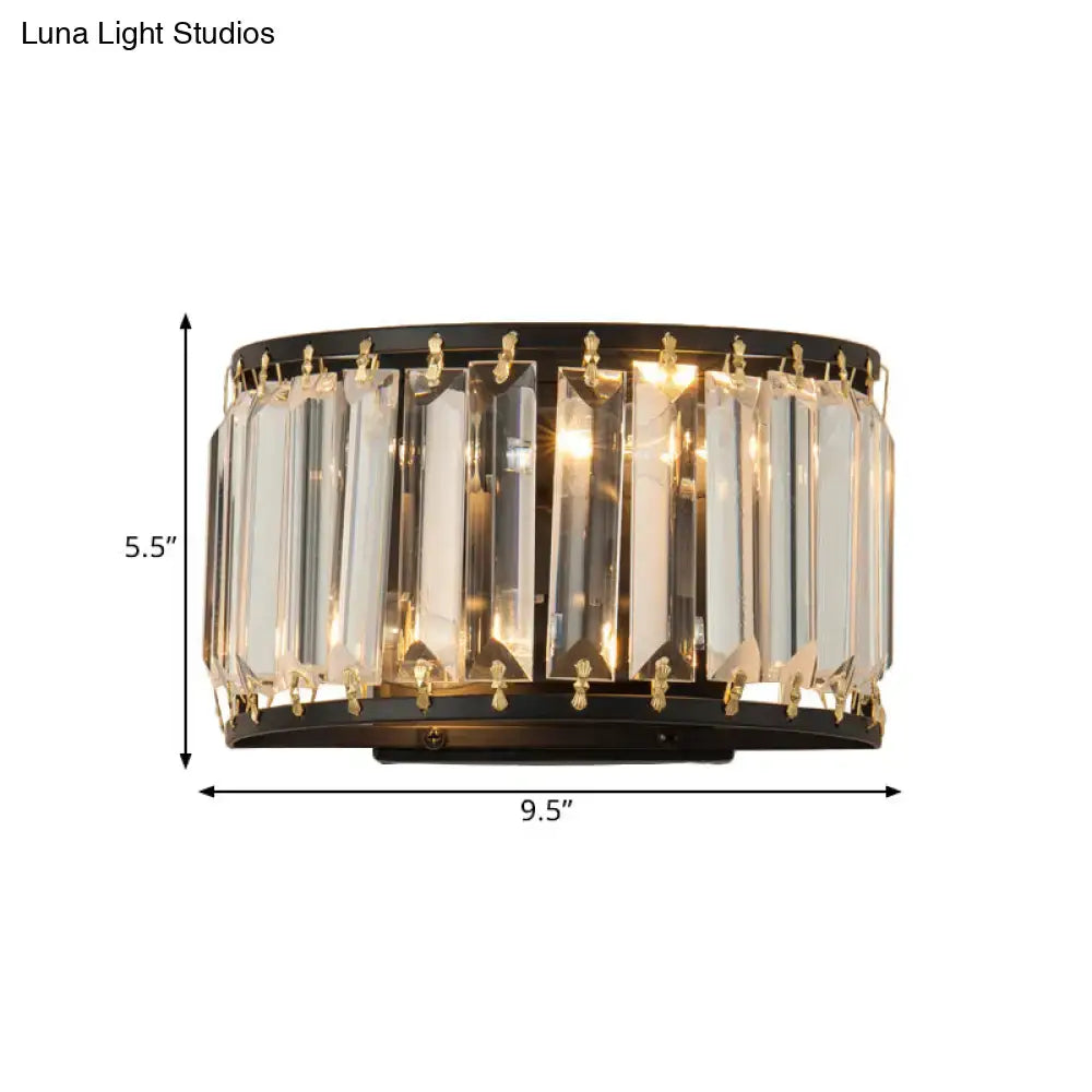 Modern black and gold crystal wall lamp – bedroom light fixture
