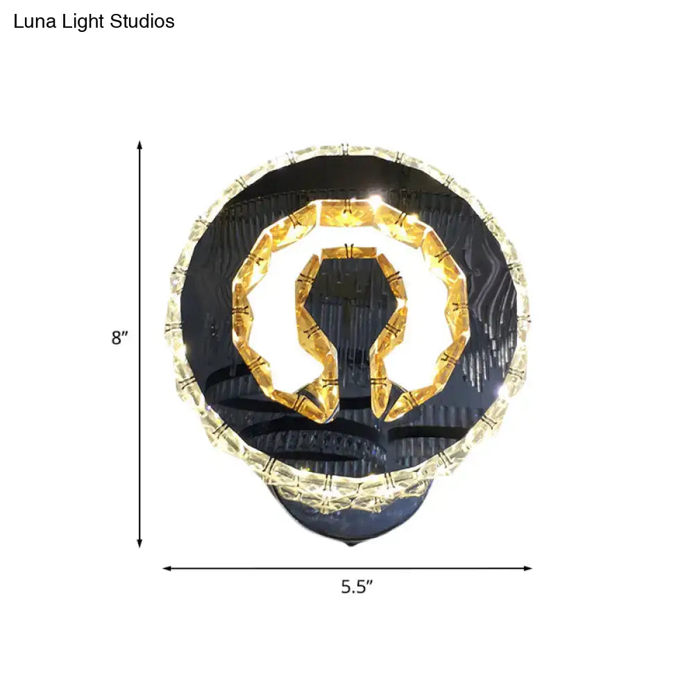 Modern black and gold crystal wall sconce bedroom warm white light