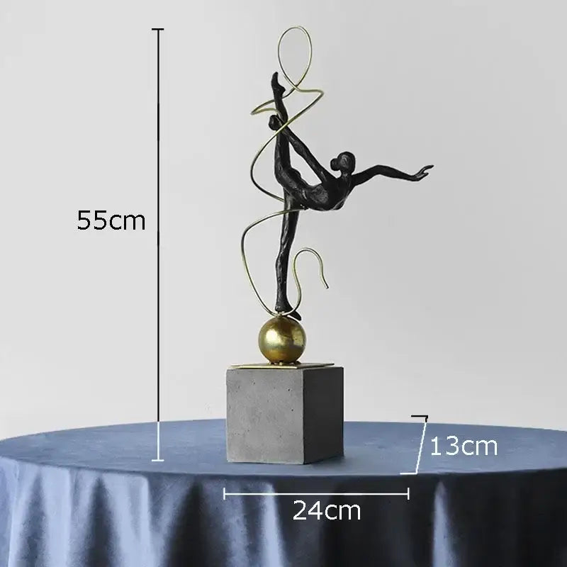 Modern black and gold decorbites gymnast figures living room sculpture