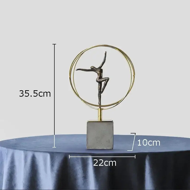 Modern black and gold decorbites gymnast figures living room sculpture