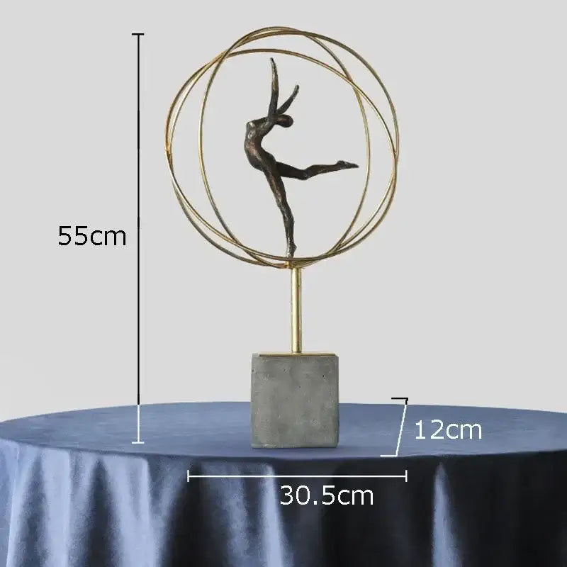 Modern black and gold decorbites gymnast figures living room sculpture