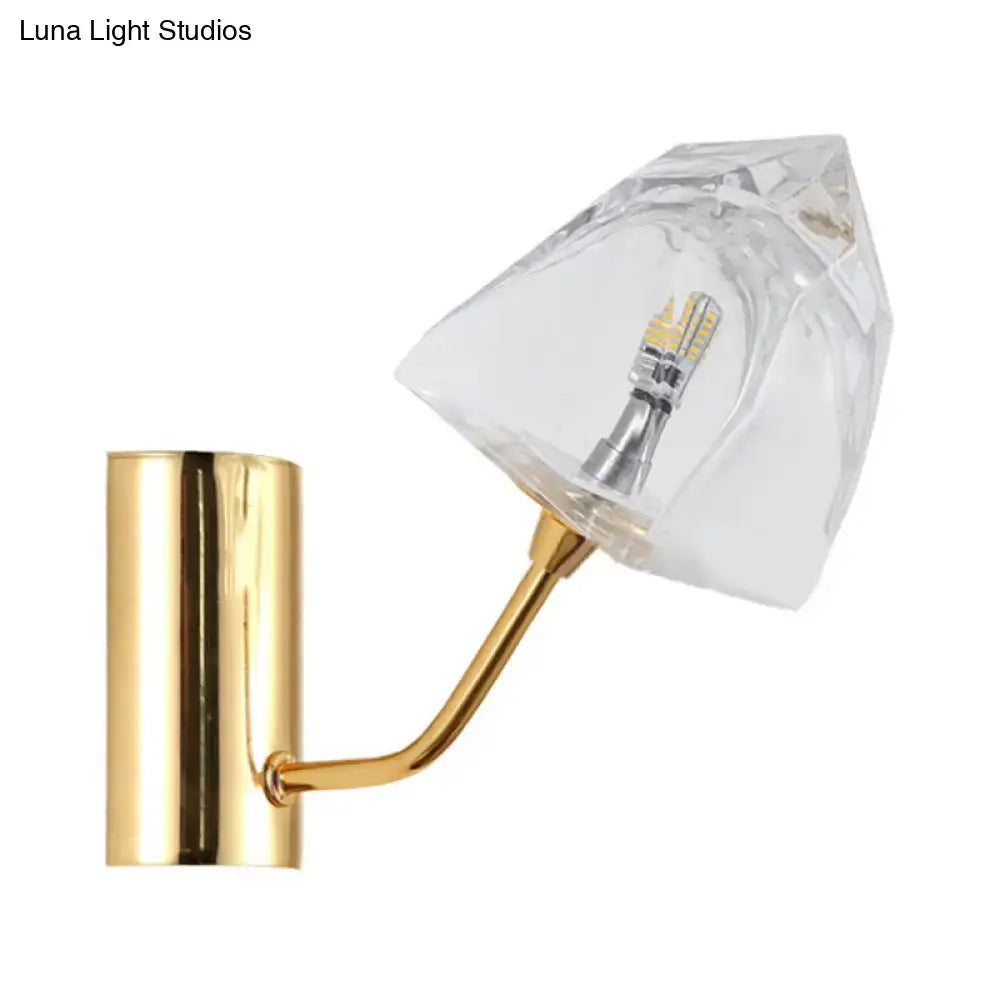 Modern black and gold faceted glass wall sconce stairway light