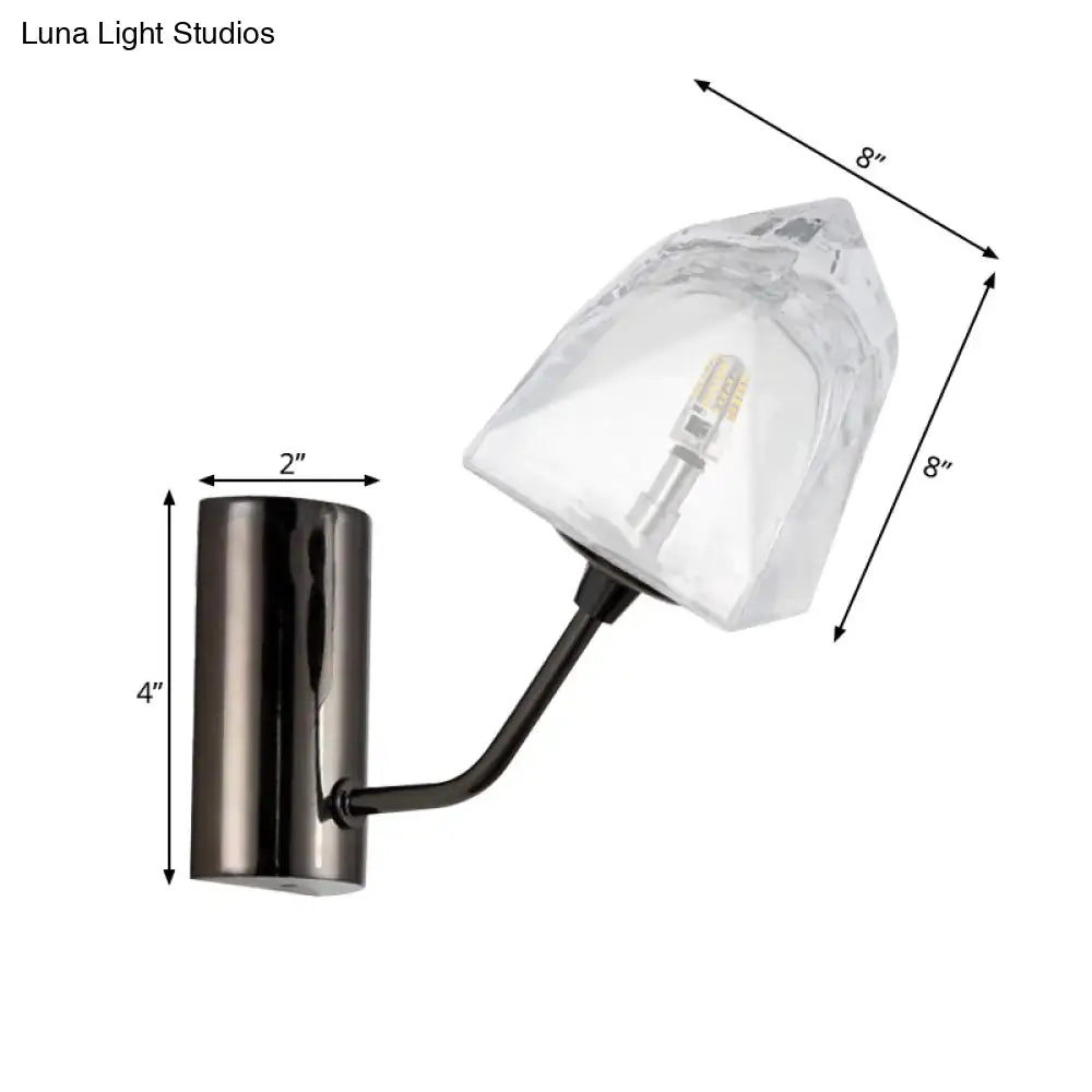Modern black and gold faceted glass wall sconce stairway light