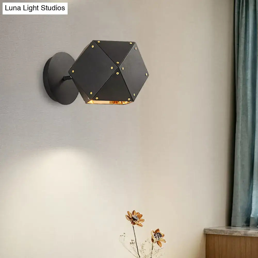 Modern black and gold geometric wall light – dining room sconce
