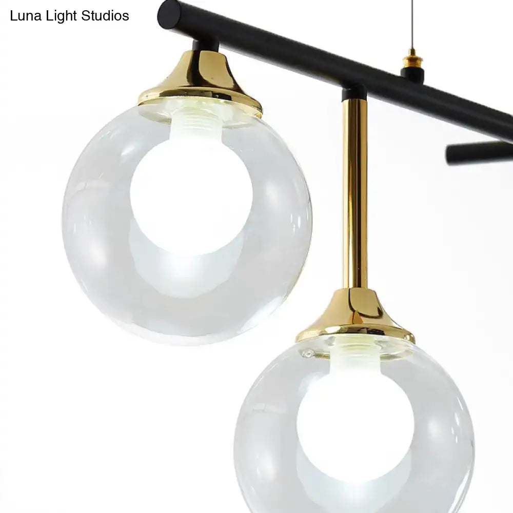 Modern black and gold glass ball island chandelier dining room light