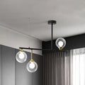 Modern black and gold glass ball island chandelier dining room light